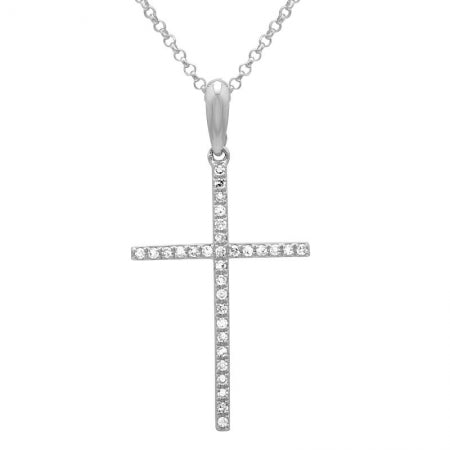14K Yellow Gold Large Diamond Cross Necklace-Necklaces-Maurice's Jewelers-White Gold-