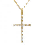 14K Yellow Gold Large Diamond Cross Necklace-Necklaces-Maurice's Jewelers-Yellow Gold-