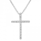 14K White Gold Small Cross Pendant-Necklaces-Maurice's Jewelers-WHITE GOLD-