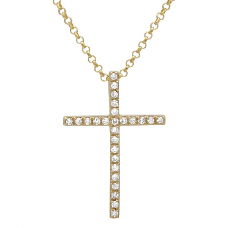 14K White Gold Small Cross Pendant-Necklaces-Maurice's Jewelers-YELLOW GOLD-