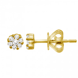 14K White Gold Diamond Mini Flower Cluster Earrings
