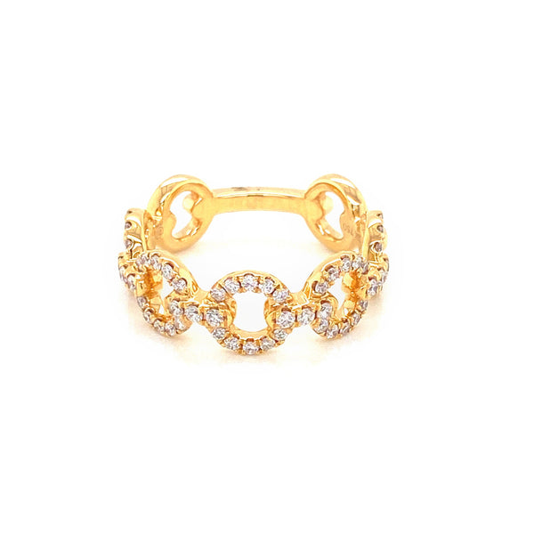 18K Yellow Gold Diamond Linked Circle Ring