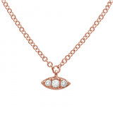 14K Yellow Gold Diamond Evil Eye Necklace-Necklaces-superbell-Rose Gold-
