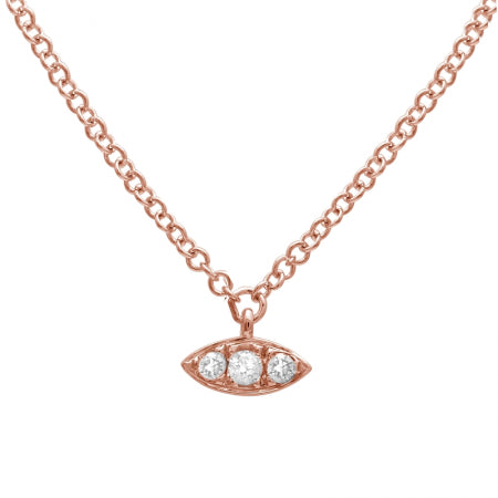 14K Yellow Gold Diamond Evil Eye Necklace-Necklaces-superbell-Rose Gold-