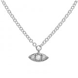 14K Yellow Gold Diamond Evil Eye Necklace-Necklaces-superbell-White Gold-