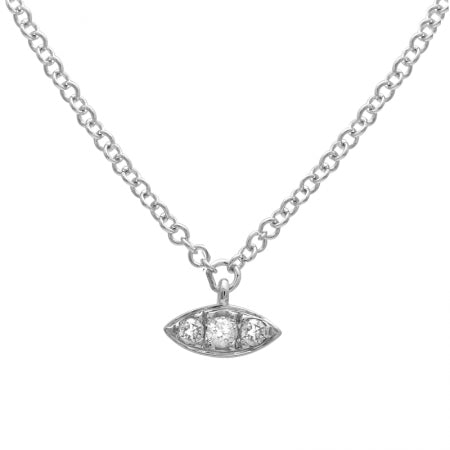 14K Yellow Gold Diamond Evil Eye Necklace-Necklaces-superbell-White Gold-
