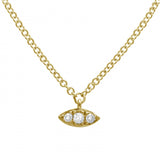 14K Yellow Gold Diamond Evil Eye Necklace-Necklaces-superbell-Yellow Gold-