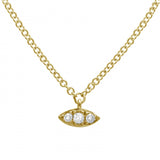 14K Yellow Gold Diamond Evil Eye Necklace