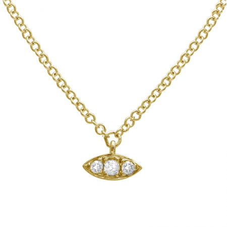 14K Yellow Gold Diamond Evil Eye Necklace-Necklaces-superbell-Yellow Gold-