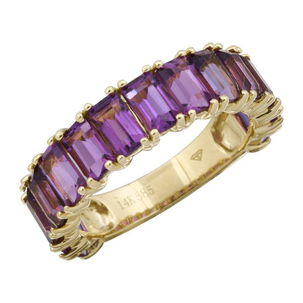 14K Rose Gold Emerald Cut Amethyst Ring-Rings-Maurice's Jewelers-Yellow Gold-4-