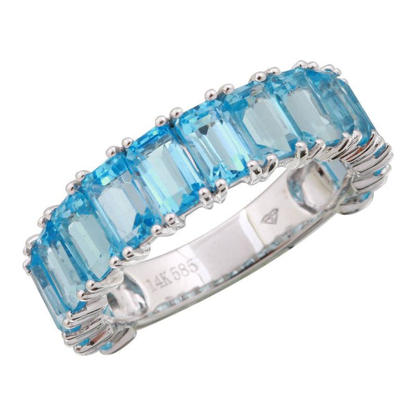 14k White Gold Blue Topaz 3/4 Gemstone Ring-Rings-Maurice's Jewelers-