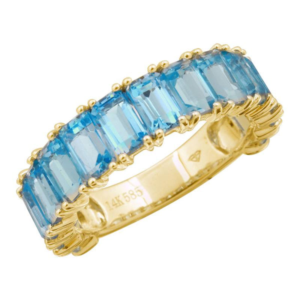 14k Yellow Gold Blue Topaz Gemstone Ring (3/4 Setting)-Rings-superbell-