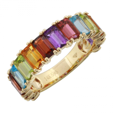14K Yellow Gold Rainbow Gemstone Ring (3/4 SETTING)-Rings-Maurice's Jewelers-