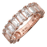 14K White Gold Emerald Cut White Topaz Ring (3/4 Large)-Rings-Maurice's Jewelers-4-Rose Gold-