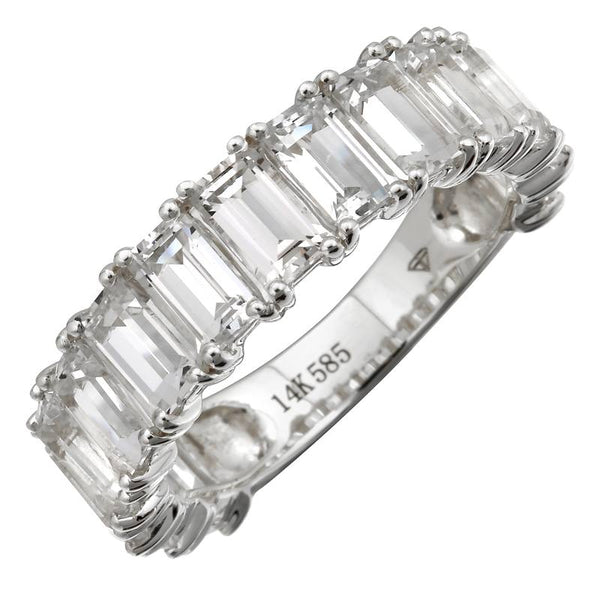 14K White Gold Emerald Cut White Topaz Ring (3/4 Large)-Rings-Maurice's Jewelers-4-White Gold-