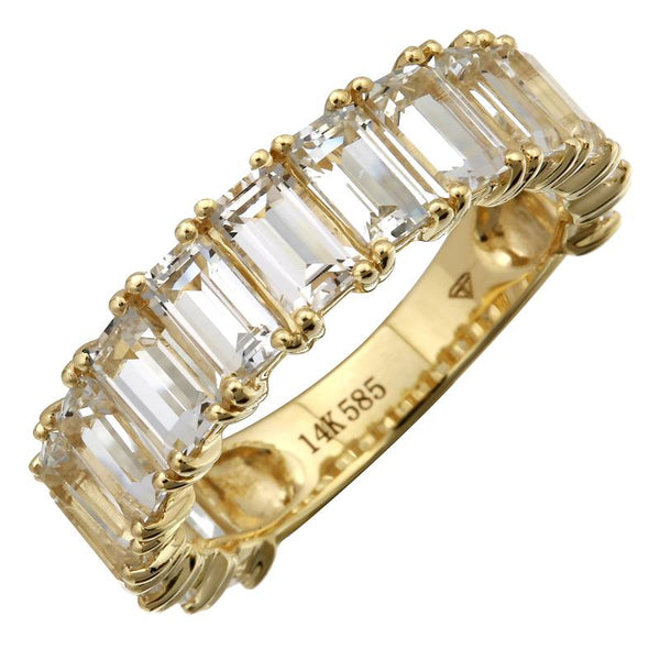 14K White Gold Emerald Cut White Topaz Ring (3/4 Large)-Rings-Maurice's Jewelers-4-Yellow Gold-