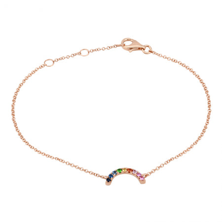 14K White Gold Rainbow Gemstone Bracelet