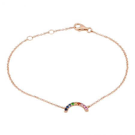 14k Yellow Gold Rainbow Gemstone Bracelet-Bracelets-superbell-ROSE GOLD-