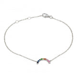 14K White Gold Rainbow Gemstone Bracelet