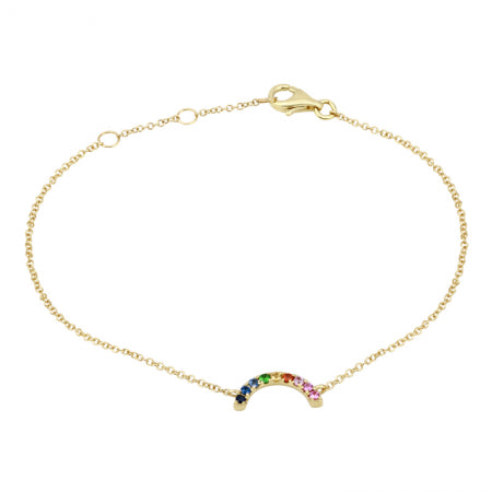 14k Yellow Gold Rainbow Gemstone Bracelet