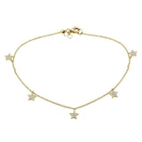 14K White Gold Diamond Star Anklet-Anklet-Maurice's Jewelers-Yellow Gold-