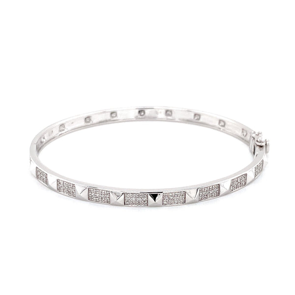 14K White Gold Diamond Studded Bangle-Bangles-majolie-
