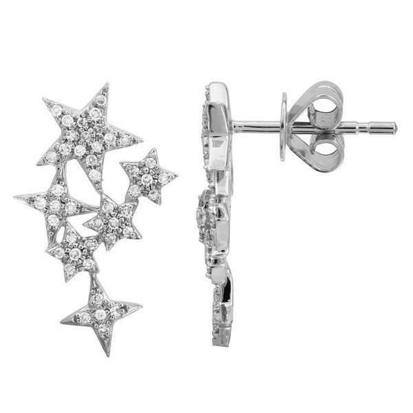14k Yellow Gold Petite Diamond Celestial Earrings-EARRINGS-superbell-White Gold-