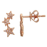 14K Yellow Gold Diamond Shooting Star Earrings-EARRINGS-superbell-Rose Gold-