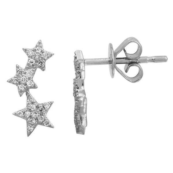 14K Yellow Gold Diamond Shooting Star Earrings