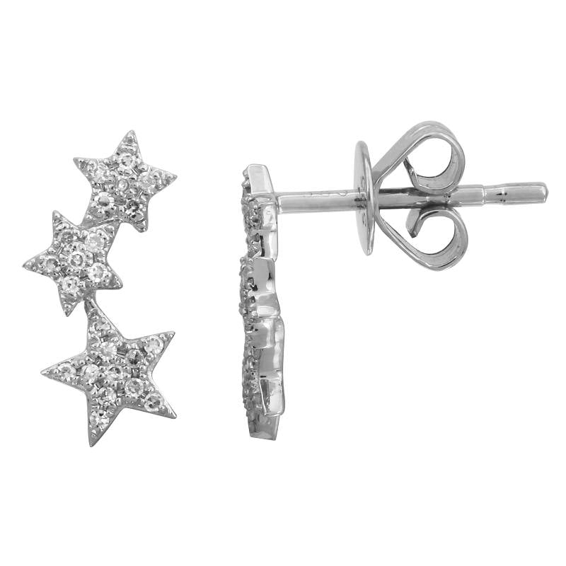 14K Yellow Gold Diamond Shooting Star Earrings-EARRINGS-superbell-White Gold-