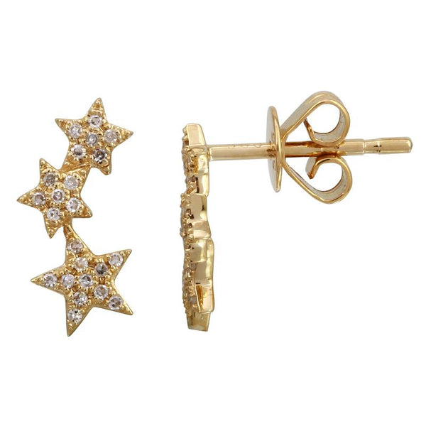 14K Yellow Gold Diamond Shooting Star Earrings-EARRINGS-superbell-Yellow Gold-