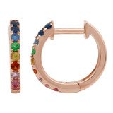 14K Rose Gold Multi-Sapphire Rainbow Mini Hoop Earrings-EARRINGS-Maurice's Jewelers-Rose Gold-