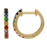 14K Rose Gold Multi-Sapphire Rainbow Mini Hoop Earrings