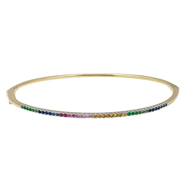 14k Yellow Gold Rainbow Gemstone Bangle-Bracelets-superbell-