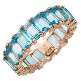 14K yellow Gold Emerald Cut Blue Topaz Ring (Large)-Rings-superbell-