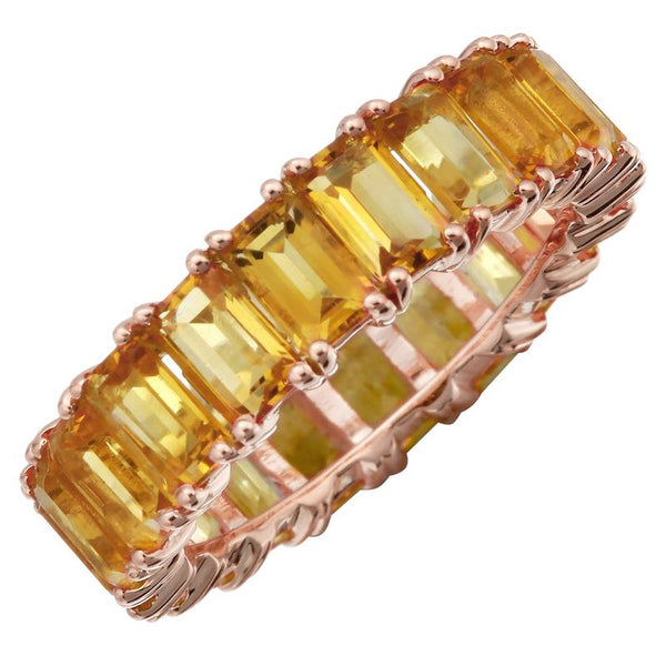 14k Rose Gold Emerald Cut Citrine Ring