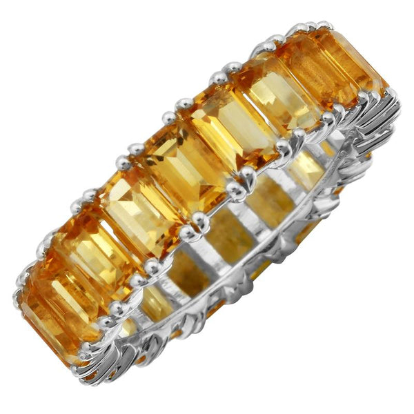 14k Rose Gold Emerald Cut Citrine Ring-Rings-Maurice's Jewelers-White Gold-4-
