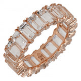 14K Yellow Gold Emerald Cut White Topaz Eternity Ring (Large)-Rings-Maurice's Jewelers-4-Rose Gold-