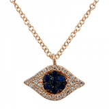 14K White Gold Diamond + Sapphire Evil Eye Necklace-Necklaces-Maurice's Jewelers-ROSE GOLD-