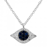 14K White Gold Diamond + Sapphire Evil Eye Necklace-Necklaces-Maurice's Jewelers-WHITE GOLD-