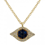 14K Rose Gold Diamond + Sapphire Evil Eye Necklace