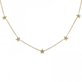 14K White Gold Diamond Stars Necklace