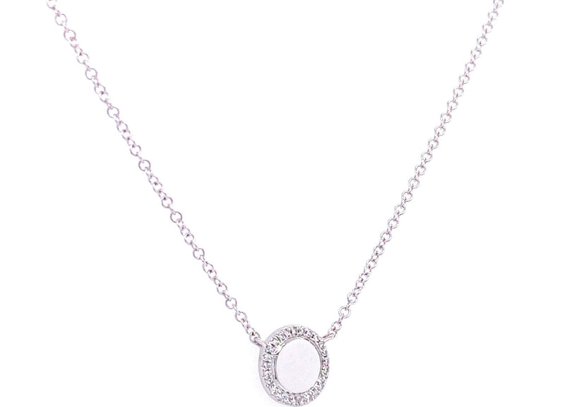 14K White Gold Diamond Mini Disc Necklace-Necklaces-majolie-WHITE GOLD-