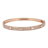 14K Rose Gold Diamond Bangle with Baguette Accents