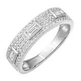 14K Yellow Gold Diamond Band with Baguette Accents-Rings-superbell-5-White Gold-