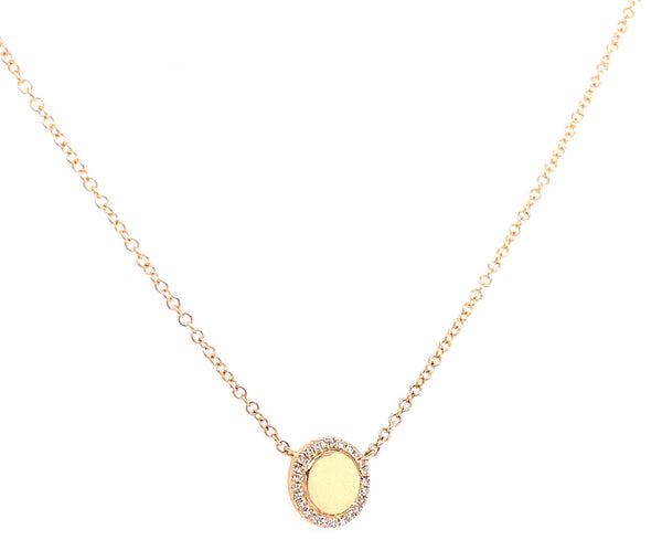 14K White Gold Diamond Mini Disc Necklace