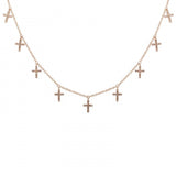 14K White Gold Diamond Multi-Cross Necklace