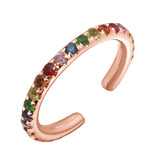 14K Yellow Gold Rainbow Gemstone Ear Cuff-EARRINGS-superbell-Rose Gold-