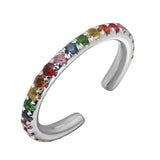 14K Yellow Gold Rainbow Gemstone Ear Cuff-EARRINGS-superbell-White Gold-