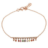 14K Yellow Gold Dangling Multi-Sapphire Rainbow Bracelet-Bracelets-superbell-Rose Gold-